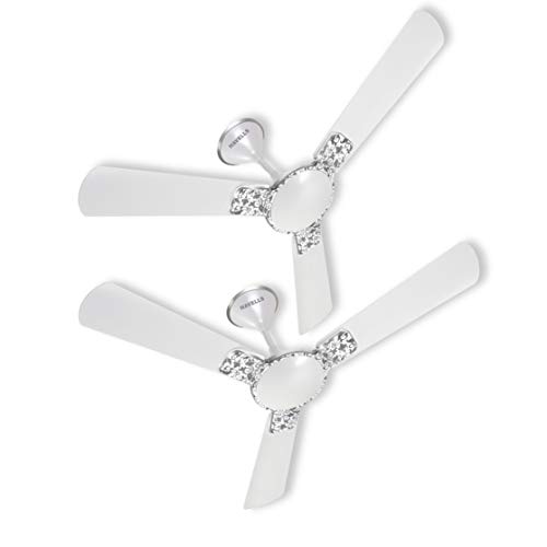 Havells Enticer Art 1200Mm Decorative, Dust Resistant, High Power In Low Voltage (Hplv), High Speed Ceiling Fan (Pearl White Chrome, Pack Of 2)