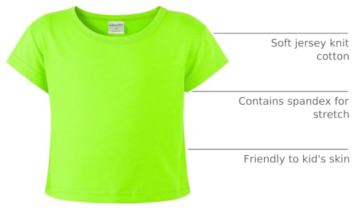 Image of Noomelfish Girls Short Sleeve Crop Tops Kids Summer Dance Cropped T-Shirts (5-14 Years)