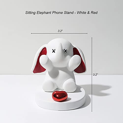 Waowumar Cute Phone Stand For Desk Resin Elephant Figurines Phone Holder White And Red Statue Kawaii Desk Accessories #TOP3