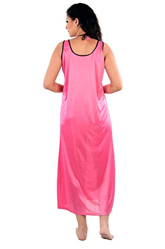 Image of Women's Red Nightwear Nightdress Nighty with Robe 4pc Set (Long Robe, Long Nighty, Top & Shorts)