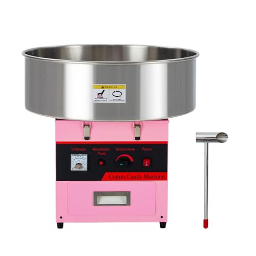 GAOMON Cotton Candy Makers, Pink Cotton Candy Machine With Stainless Steel Bowl, Sugar Scoop, Drawer. Ideal for Family Party Fun(Without lid)