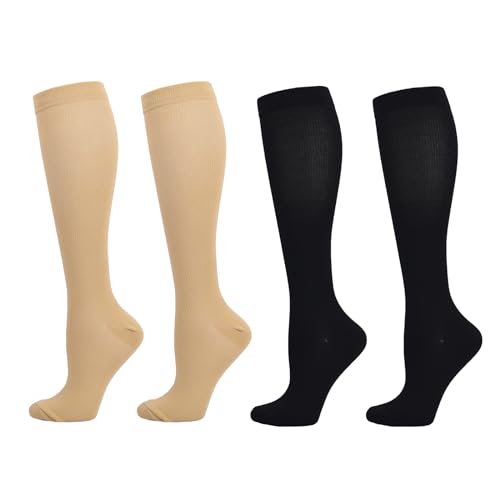 Compression Socks,2 Pairs Flight Socks for Women,Medical Compression Stockings Knee High,Comfortable Breathable Fit Compression Socks,Support for Athletic,Nurse,Medical,Running
