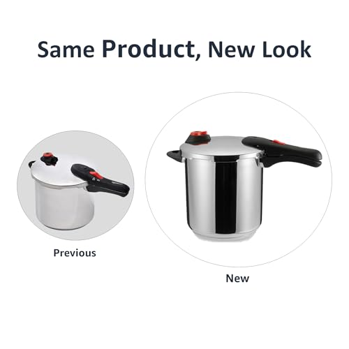 Foto von Amazon Basics Schnellkochtopf aus Edelstahl, mit Dampfgarer und zusätzlichem Silikonring, 9 l, Stainless Steel