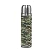 WowPrint Reisebecher, Camouflage, isolierte Edelstahl-Wasserflasche, auslaufsicher, doppelwandig, Thermoskanne aus echtem Leder, 500 ml