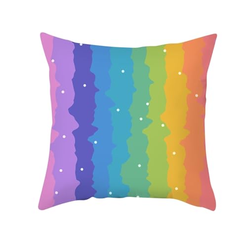 Image of Tolldek Pack of 1 Decorative Cushion Covers, Rainbow Stripes Decorative Cushion Cover, Polyester with Zip for Sofa, Armchair, Home, Bedroom, Colourful, 45 x 45 cm