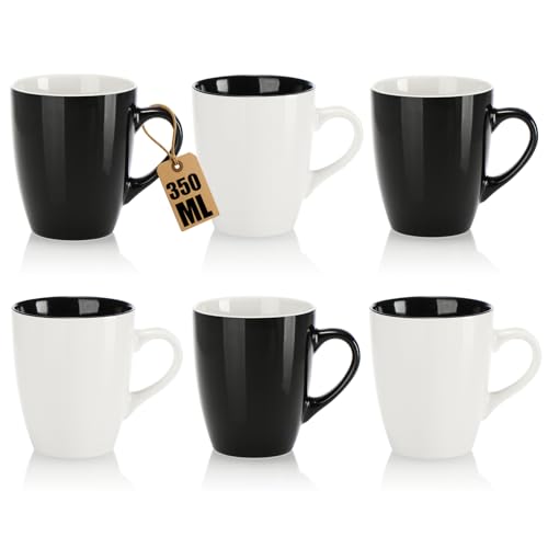 com-four® 6x Tasses à Café en Céramique 350 ml, mugs design moderne pour boissons chaudes ou...