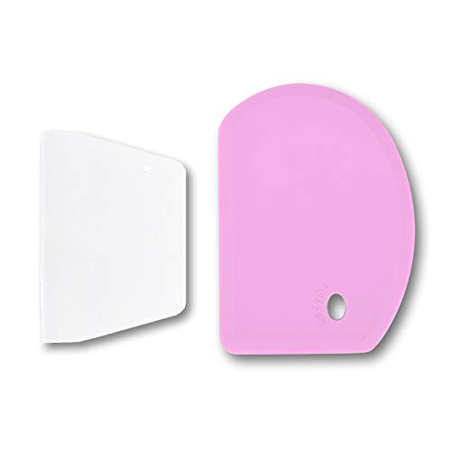 Lazymi Flexible Corne Patisserie Silicone - Racloir de Pâte Plastique Set, Grand (15.2×10.9CM) Coupe-pâte à Pâtisserie, Antiadhésif Coupe Pate pour la Cuisson du Pain Faisant/Pizza/Levain, Violet Cover