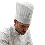 Leddy Living 2 Einweg-Kochmützen Größe M TNT Vlies PP weiß atmungsaktiv mit Belüftung für Küche Restaurant Konditorei Events, H 29 cm, 56