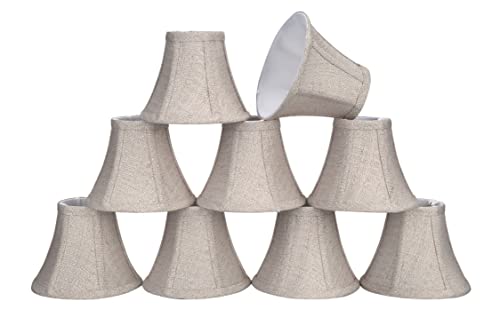 Image of Aspen Creative 30059-9 Small Bell Shape Chandelier Clip-On Lamp Shade Set (9 Pack), Transitional Design in Beige, 6 inch bottom width (3 inch x 6 inch x 5 inch)