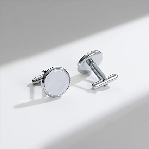 UJOY Mens Mother of Pearl Cufflinks and Studs Tuxedo Bottons Set Presentation Box Business Dress Parts for Wedding Party4
