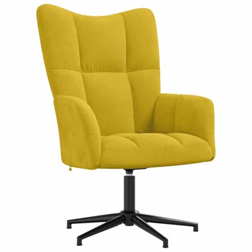 vidaXL Relaxsessel Drehbar Fernsehsessel Polsterstuhl Polstersessel Relaxstuhl Sessel Stuhl Ohrensessel Armsessel Wohnzimmer Senfgelb Samt