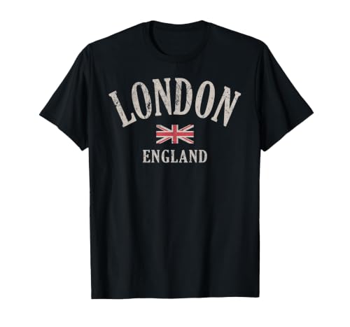 Distressed London England UK Flag T-Shirt, Men, Black, 3X-Large