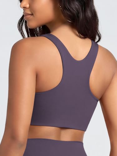 Image of ODODOS Racerback Tank Bra for Women High Neck Non Padded Medium Support Sports Bra Workout Yoga Crop Tops