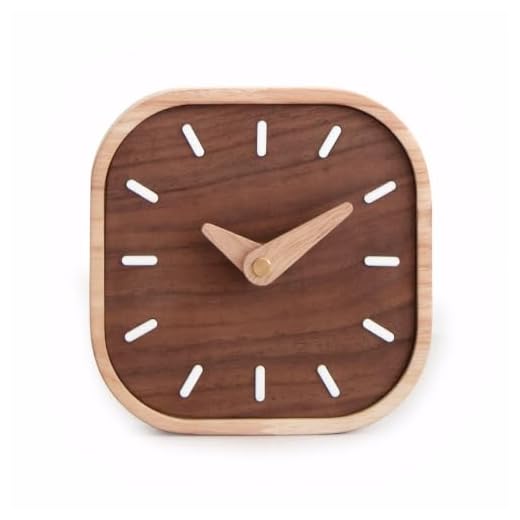 Wooden Table Clock - 5.3inSilent Non-Ticking Small Black Walnut Desk Clock, Cute Decorative Clock Suitable for Living Room/Bedroom/Bedside/Desk (Scale)