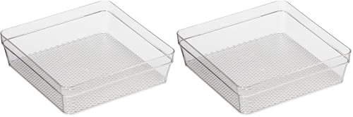 Image of Oggi Clear Drawer Organizer - 6 inch X 6 inch- Ideal for Organizing Kitchen Drawers, Office, Desk, Silverware, Kitchen Utensils, Cosmetics and Bathrooms (Pack of 2)