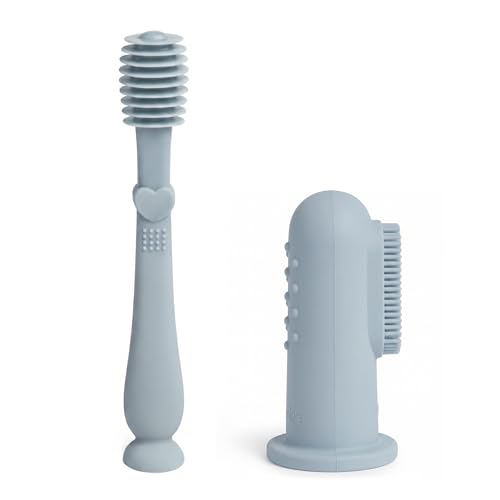 Image of Moonkie Baby Finger Toothbrush Tongue Oral Cleaner Kit for 3 Months +, 2 Pcs (Cloud)