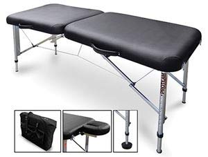 ارتفاع قابل للتعديل / تدليك / طاولة تجميل مع مهد للوجه ، 73 "L x 28" W x 24 "- 32" H ، سعة الوزن 600 رطل ، تنجيد أسود
