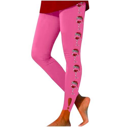 Genérico para mujer Leggings de Navidad cálidos con diseño de cristal rojo para elevación de caderas, cómodos leggings polar para mujer cálidos de cintura alta, rosa, XL