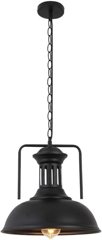 Suspension industrielle en métal noir au design vintage et finitions soignées pour îlot