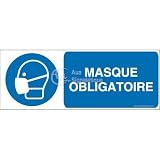 AUA SIGNALETIQUE - Masque obligatoire M016-B - 160x60 mm, Vinyl adhésif