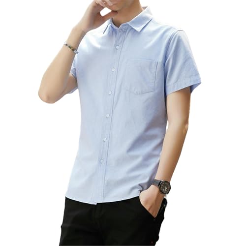 Chemise d'été homme manches courtes coton infroissable vêtement léger casual chic