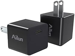 Ailun 2Pack 20W USB C Power Adapter,PD Port Thumb Wall Charger Block Fast Charge Smartphone Battery Charger Co