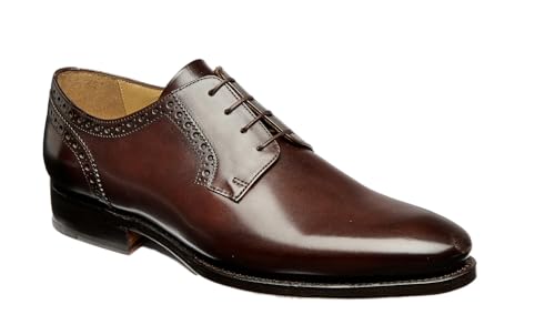BARKER Morriston Chaussures Oxford en cuir poli à lacets pour homme – Chaussures habillées de luxe fabriquées à la main, Veau châtaignier, 43.5 EU