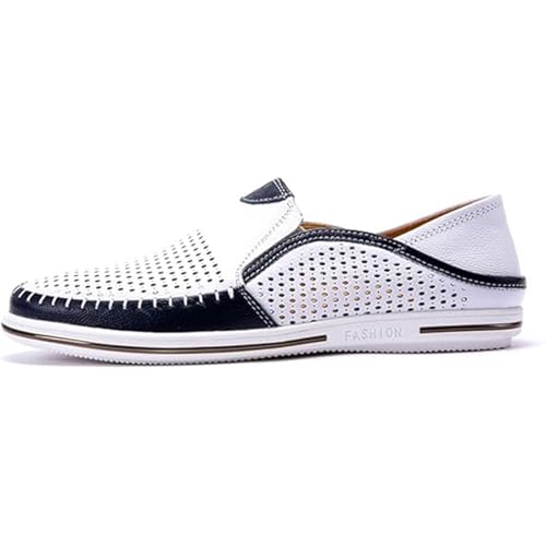 Men's Genuine Leather Loafers Slip-On Breathable Perforated Casual Summer Walking Driving Shoes4