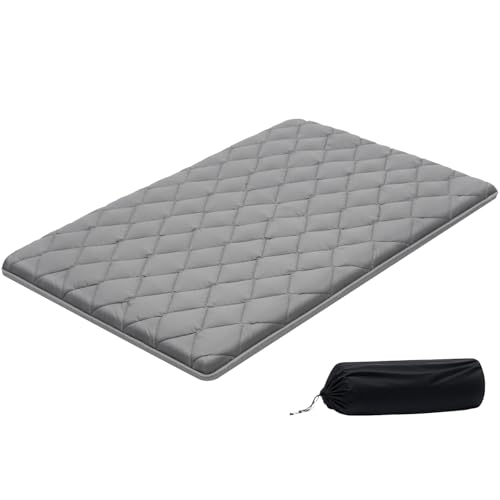 VEVOR Colchón Futón Japonés, Colchón de Tatami Plegable, Tamaño Completo, con Bolsa de Almacenamiento y Herrajes de Montaje, Esterilla de 9 Capas para Meditación y Yoga, Gris, 2032 x 1372 x 89 mm
