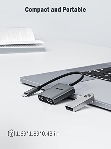 Lemorele Dual Monitor Adapter, 4K 60Hz 2 In 1 Usb Type C (Thunderbolt 3) To Dual Hdmi Converter For Macbook Pro Air 2020/2019/2018, Yoga 920, Chromebook Pixel, Xps 13/15, Etc. #TOP6