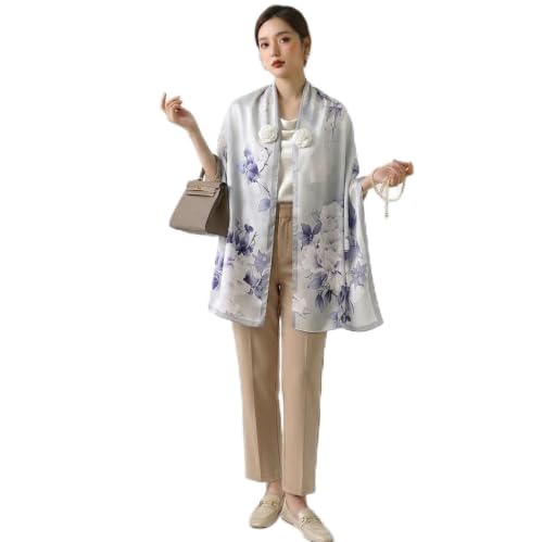 Image of Floral Printed Silk stole | silk Scarf for Women | stylish silk stole for women | Soft Lightweight Stole, Shawl & Neck Wrap | Scarf for Wedding, Party, Travel & Casual Wear