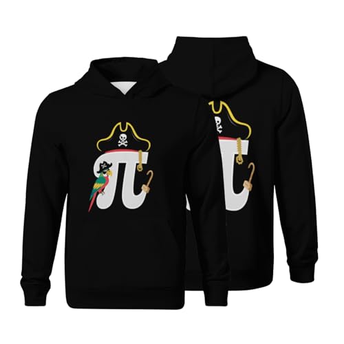 Kids Vintage Retro Pirate Math Geek Funny Pi Day Boys Girls Lightweight Kangaroo Pocket Fleece Hoodies
