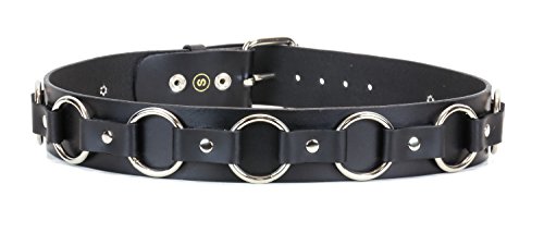 Velvetcrow Bondage Belt Genuine Black Leather Strap Ring Gothic Style (40)