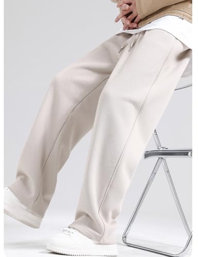 Summer Straight Pants for Men Wide Leg Casual Trousers Drawstring Elastic Waist Loose Thin Sports Pants3