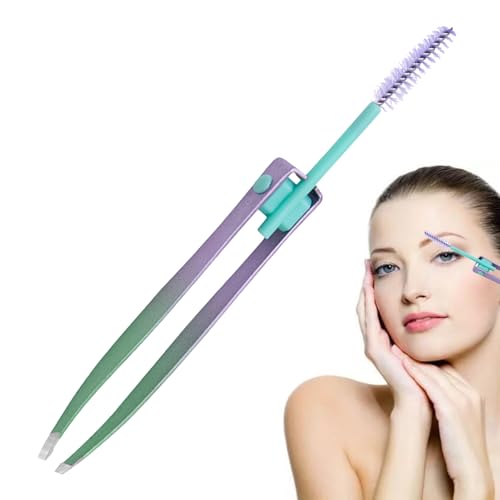 Nankoyal Haarentfernung Pinzetten, Augenbrauen -Pinzetten mit Pinsel | 2 in 1 Edelstahl - -Clip für Augenbrauen mit Pinsel,Haarpfeilwerkzeug, falscher Wimpern Applikator, Make -up -Pflege für