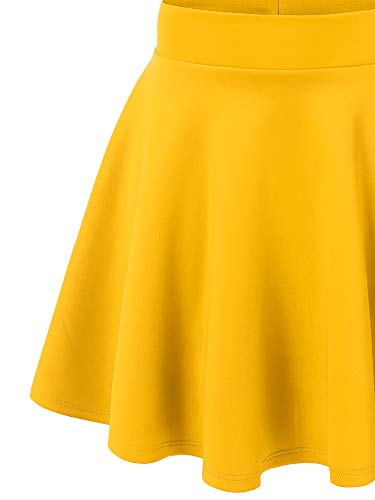 Mbj Wb669 Womens Basic Versatile Strechy Flare Skater Skirt S Yellow #TOP2