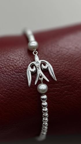 925 Sterling Silver Kazakh Swallow Bird Bracelet for Women – Handmade Ethnic Jewelry with Traditional Ornament Design, Unique Boho Cuff Bangle, Cultural Artisan Gift, Adjustable Silver Bracelet2