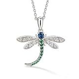 Q&D&S Dragonfly Necklace for Women Dainty Stainless Steel Chain Necklace silver Cubic Zirconia Gold Plated...