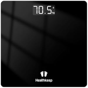 Báscula de baño digital con pantalla LED, Balanza de precisión para peso corporal, Máximo 180kg, Step-on Technology, Diseño fino, Negro