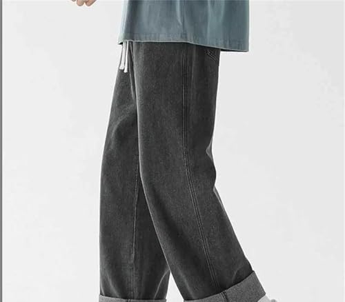 Men's Banding Jeans Loose Straight Drape Denim Pants Vintage High Street Casual Daily Baggy Trousers2