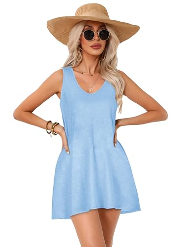 Image of elescat Womens Swimsuit Cover Up Summer Sleeveless T Shirt Beach Dress Tank Bikini Coverups 2026