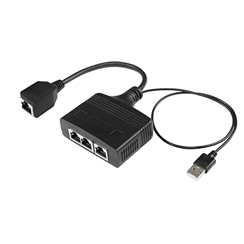 SinLoon RJ45 Network Splitter Adapter, Ethernet Cable Splitter, 1 to 3 Internet Splitter 100Mbps High Speed LAN Network Splitter,3 Devices Share The Internet at The Same Time (Black Female 1 to 3)