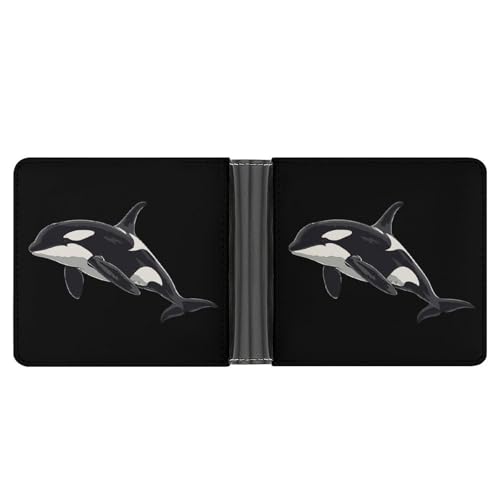 Orca Killer Whale Mens Slim Bifold Wallet RFID Blocking Wallet Front Pocket Credit Card Holder for Women