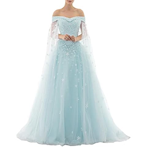 Kivary Off Shoulder Lace Beaded Long A Line Formal Prom Dresses Evening Gowns Aqua US 8 Cover