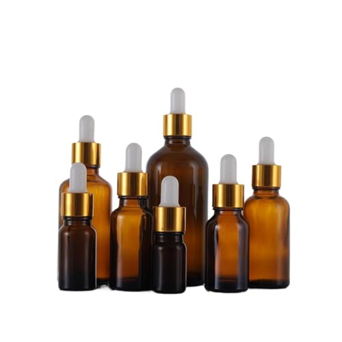 24 unidades de 5 ml, 10 ml, 15 ml, 20 ml, 30 ml, 50 ml, 100 ml, botella cuentagotas vacía recargable, vidrio ámbar recargable, para aceites esenciales, aromaterapia, líquido, cosmético, masaje