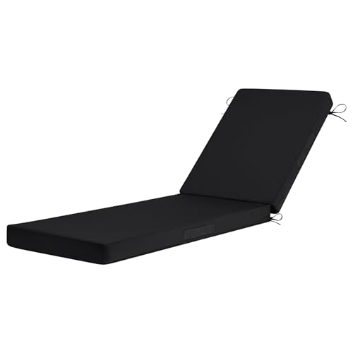 Basic Beyond Chaise Lounge Cushions Outdoor, 3-Layer Waterproof Outdoor Furniture Cushions with Removable Cover and 4 Ties, 72