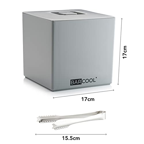 Barcool Ice Bucket with Lid and Ice Tongs | 4 Litre | Square & Double Walled Insulation | Perfect for Home Bars, Pubs, Restaurants, BBQs and Picnics (Grey) - Image 5