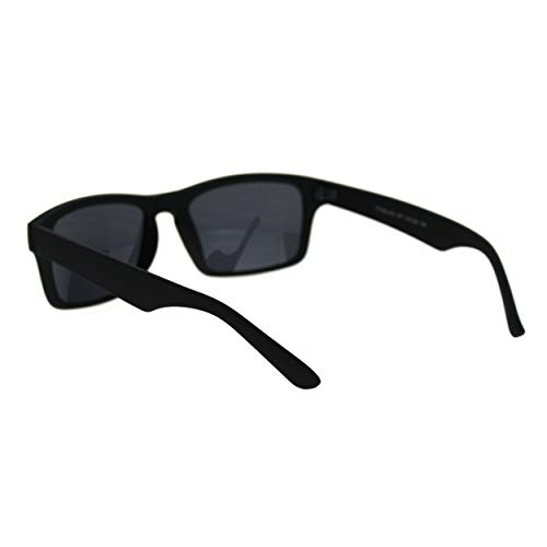 Classic Narrow Rectangular Rubberized Matte All Black Mens Plastic Sunglasses4