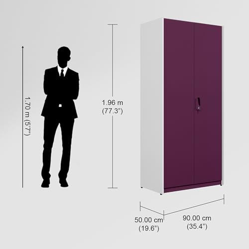 Image of GODREJ INTERIO Neolite 2-Door Steel Almirah (Textured Mulberry), 4 Shelves, 1 Locker 1-Year Warranty, 4 Shelves, 1 Locker