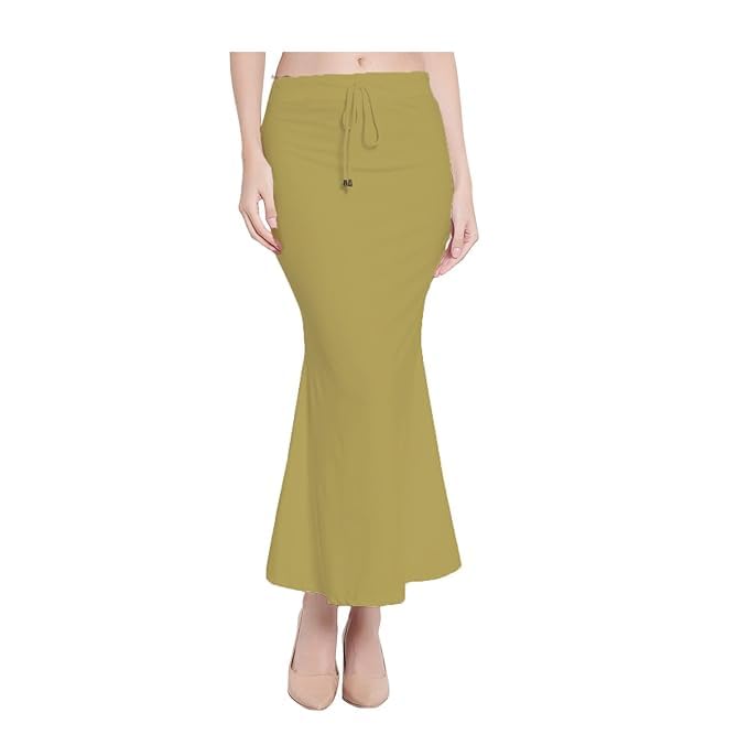 Image of Saree Shapewear Petticoat for Women Cotton Blended Lycra Shaper Petticoat with Elastic & Lace (Drawstring) Long Under Skirt Fishcut Wrinkle Free Shapewear